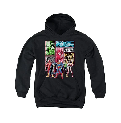 Justice League Boys of America Youth Panels Pull Over Hoodie / Hooded Sweatshirt