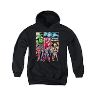 Justice League Boys of America Youth Panels Pull Over Hoodie / Hooded Sweatshirt