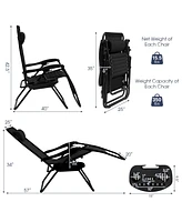 Inolait Sugift 2 Pieces Folding Lounge Chair with Zero Gravity