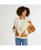 Nvlt Women's Shearling Cropped Biker