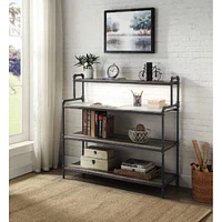 Streamdale Furniture Cordelia Built-In Usb Port Bookshelf, Led, Oak, Sandy & Dark Bronze Hand-Brushed Finish