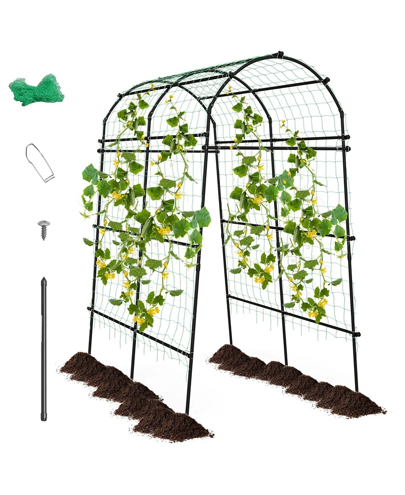 Sugift 7.5 Feet Garden Arch Trellis with Pe Coated Metal Structure