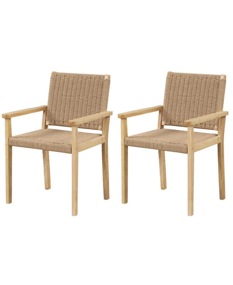 Sugift Indoor Outdoor Wood Chair Set of 2