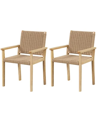 Sugift Indoor Outdoor Wood Chair Set of 2