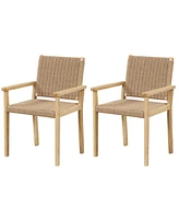 Sugift Indoor Outdoor Wood Chair Set of 2