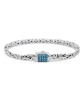 Devata Swiss Blue Topaz & Borobudur Oval 5mm Chain Bracelet in Sterling Silver