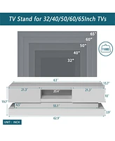 63 Inch Modern Tv Stand With Led Lights, High Glossy Front Tv Cabinet