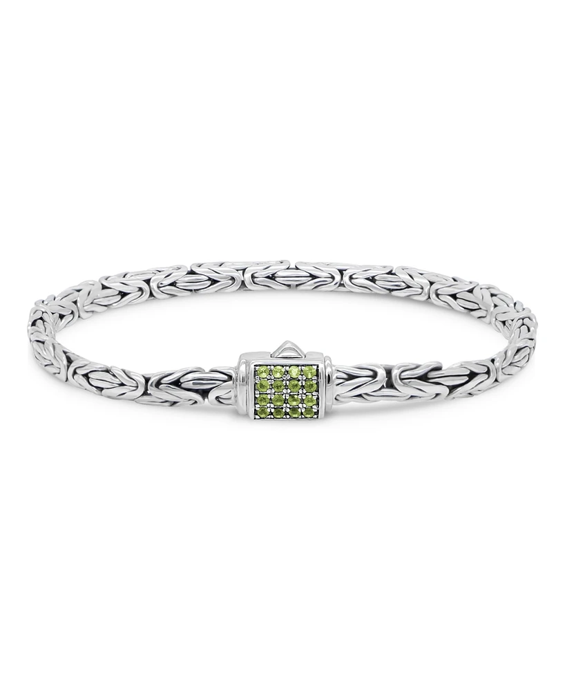 Devata Peridot & Borobudur Oval 5mm Chain Bracelet in Sterling Silver