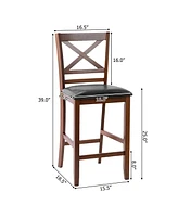 Sugift Set of 2 Bar Stools 25 Inch Counter Height Chairs