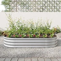 Streamdale Furniture Raised Garden Bed Outdoor, Oval Large Metal Raised Planter Bed for Plants, Vegetables, and Flowers - Silver