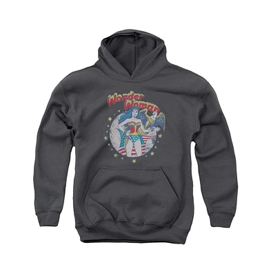 Justice League of America Boys Youth At Your Service Pull Over Hoodie / Hooded Sweatshirt