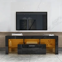 Simplie Fun Modern Tv Stand With Led Lights, High Glossy Front Tv Cabinet Ii