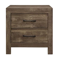 Simplie Fun Simple Look Rustic Brown Finish 1 Piece Nightstand Of Drawers Black Metal Hardware Bedroom Furniture