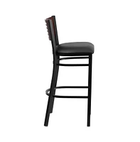 Emma+Oliver Decorative Slat Back Metal Restaurant Dining Barstool