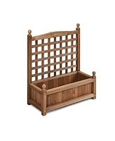 Sugift Solid Wood Planter Box with Trellis Weather-resistant Outdoor