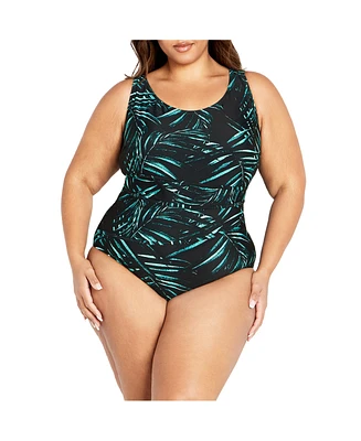 Avenue Plus Size Tropics Print 1 Piece