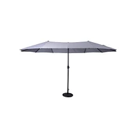 Evanston 15 Ft Triple Head Umbrella for Patio Use with Crank Handle, and Easy Lift Function