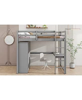 Streamdale Furniture Wood Full Loft Bed With Built-In Wardrobe, Desk, Storage Shelves And Drawers