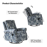 Hulala Home Evelia Floral Swivel Rocker Manual Recliner