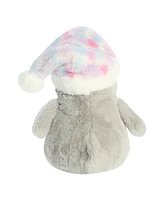 Aurora Medium Pink Mosaic PomPom Penguin Festive Plush Toy Gray 9.5"