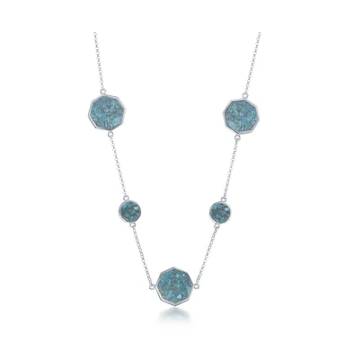 Simona Sterling Silver Hexagon & Round Turquoise Necklace