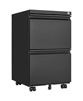 Simplie Fun Black Mobile File Cabinet with Lock