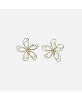 sanctuaire Sanctuary Project by 3D Modern Art Wire Flower Stud Earrings Gold