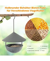 Sugift Metal Hanging Bird Feeder and Bath with Weatherproof Dome