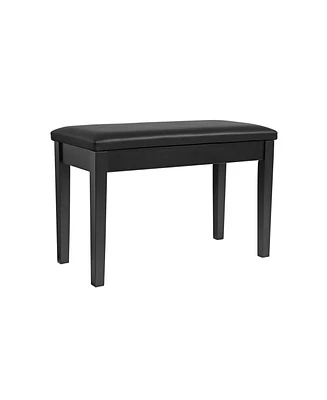 Slickblue Wooden Duet Piano Bench with Padded Cushion and Music Storage Black