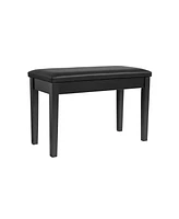 Slickblue Wooden Duet Piano Bench with Padded Cushion and Music Storage Black