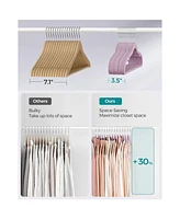 50 Velvet Clothes Hangers with Non-Slip Surface and Shoulder Notches for Storage