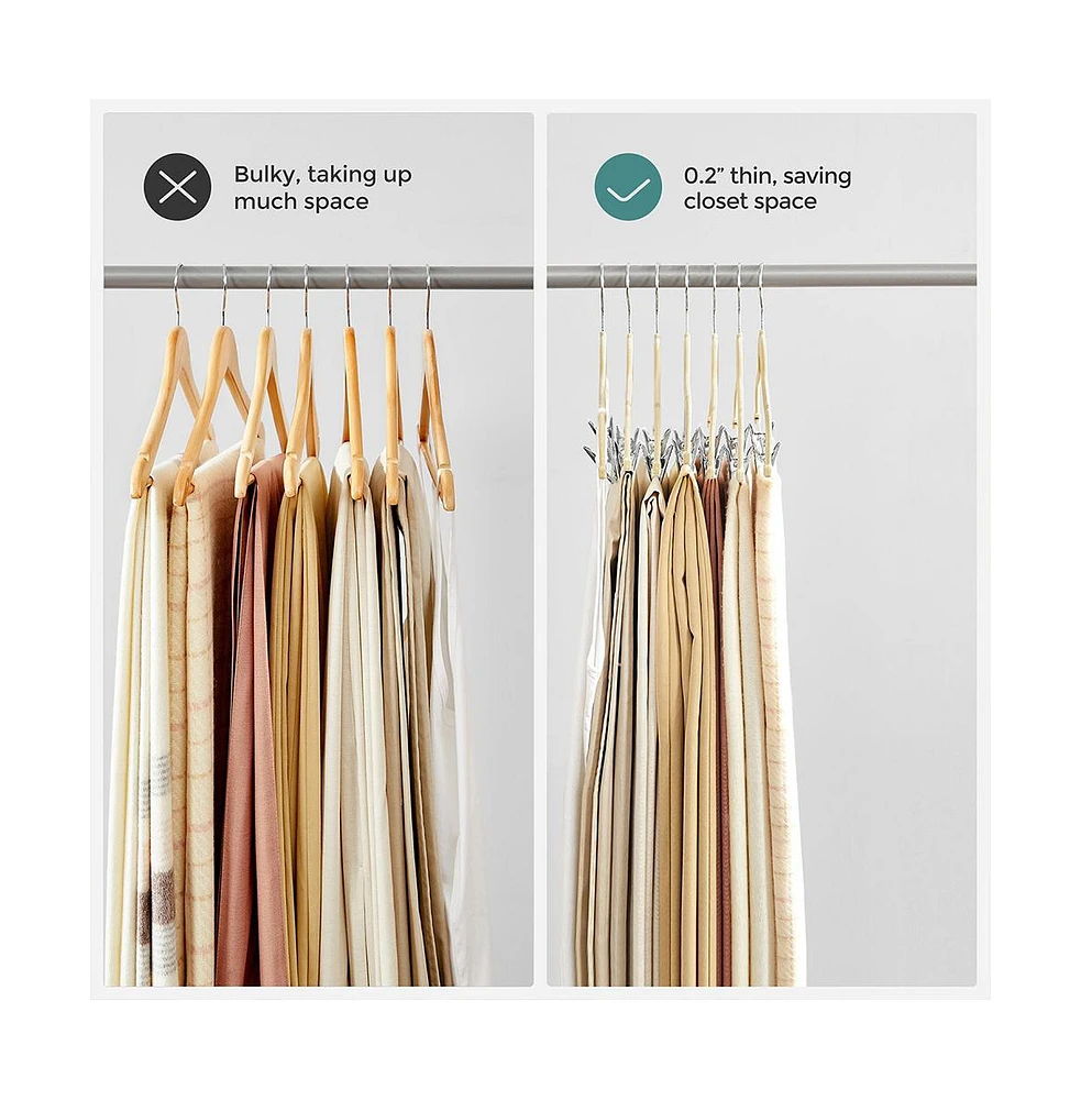 Slickblue Velvet Hangers With Adjustable Clips, 20 Pieces