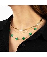 The Lovery Large Malachite Clover Necklace 14K Gold