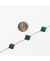 The Lovery Small Malachite Clover Necklace 14K Gold