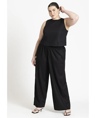 Eloquii Plus Easy Wide Leg Linen Pant