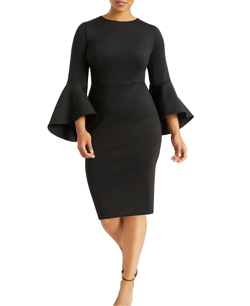 Eloquii Plus Flare Sleeve Scuba Dress