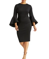 Eloquii Plus Flare Sleeve Scuba Dress