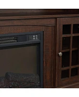 Modern Tv Stand with Fireplace Insert, Espresso, 58.25" W