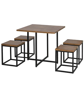 Homcom Compact 5 Pc Contemporary Breakfast Nook Collection w/Sturdy Support Frames