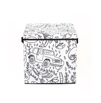 Home Outfitters Kid'S Coloring Lidded Storage Cube W/ 4 Pack Of Washable Markers - Case Pack Of 6, Under Sea Print