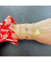 The Lovery Coral Heart Station Bracelet 14K Gold