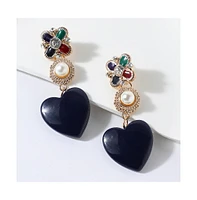 Sohi Women's Royal Heart Drop Earrings