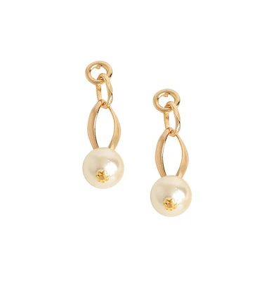 Sohi Women's White Snowball Chain Drop Earrings