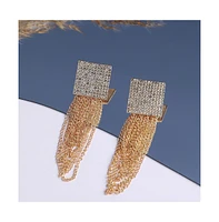 Sohi Women's White Chain Drop Earrings