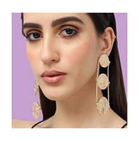 Sohi Women's Gold Coin Drop Earrings