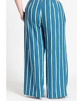 Eloquii Women's Striped Linen Pant