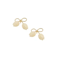 Sohi Women's White Rose Bow Drop Earrings