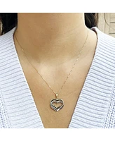 The Lovery Two Tone Double Golden Heart Necklace 14K Gold