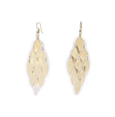 Sohi Women's Silver Foliage Drop Earrings