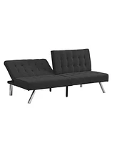 Simplie Fun Wood Frame, Stainless Leg, Futon, Sofa Bed Black Pvc